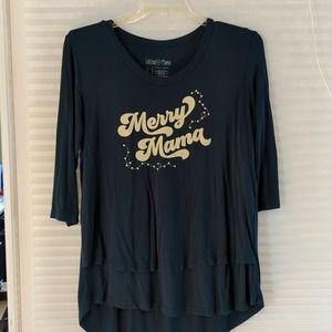Latched Mama Green "Merry Mama" Nursing Maternity 3/4 Sleeve